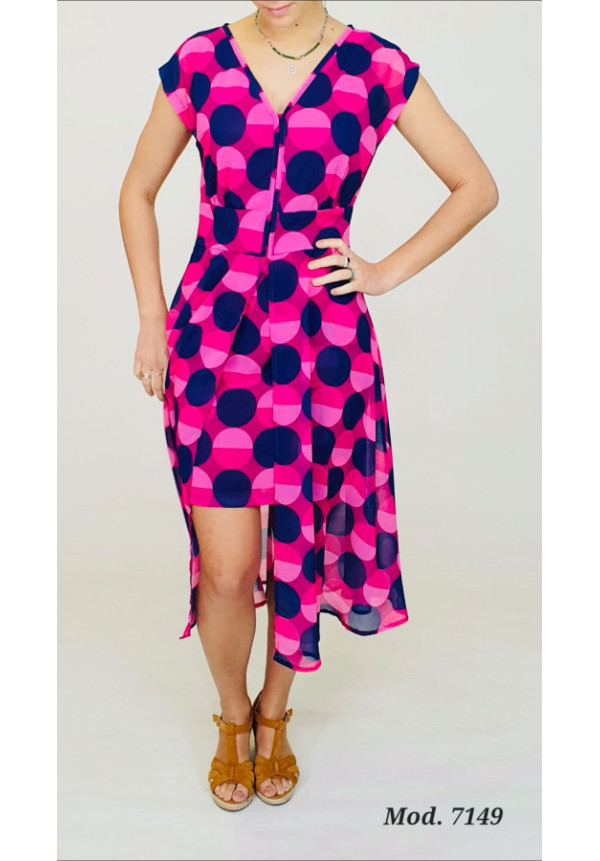 Vestido Gasa Azul Rosa