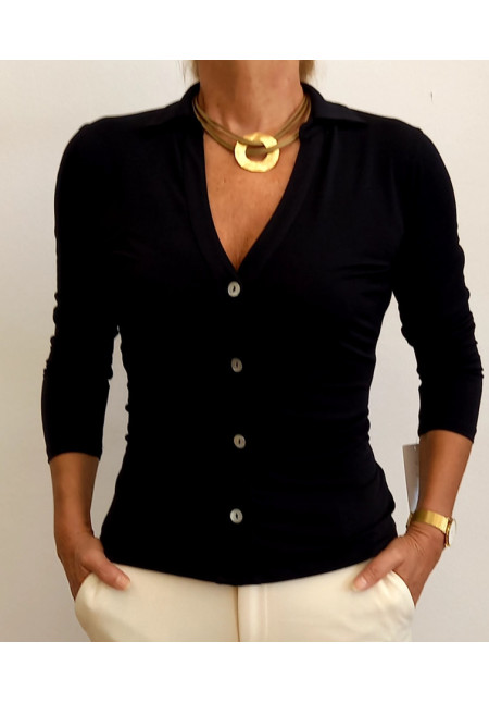 Blusa Negra Arrugada
