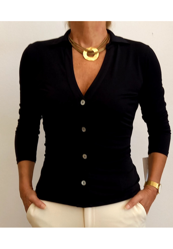 Blusa Negra Arrugada