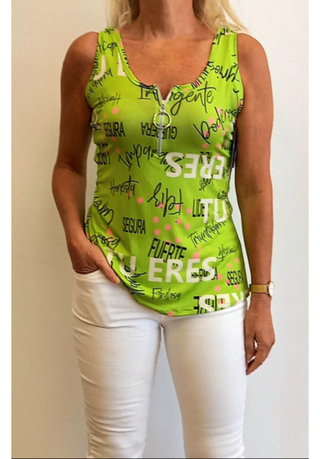 Camiseta Tirante Cremallera Verde