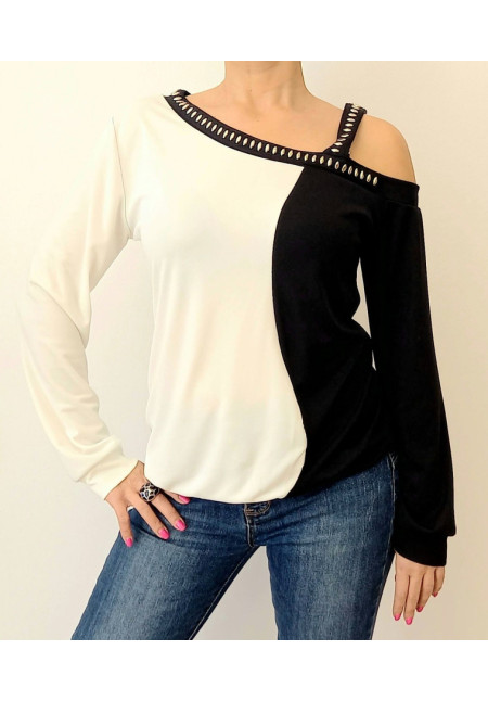 Blusa Asimetrica Lisa BN