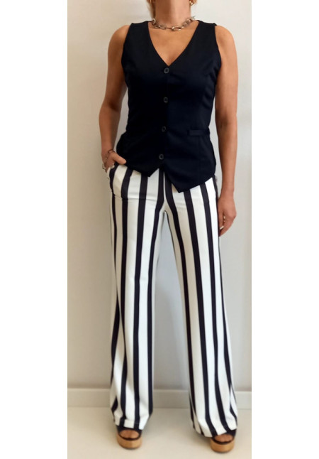 Pantalón PALAZZO RAYAS BN
